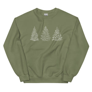 Printed Christmas Trees Unisex Sweatshirt